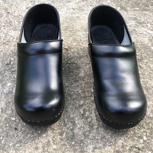 Dansko Black Leather Clogs Size 40